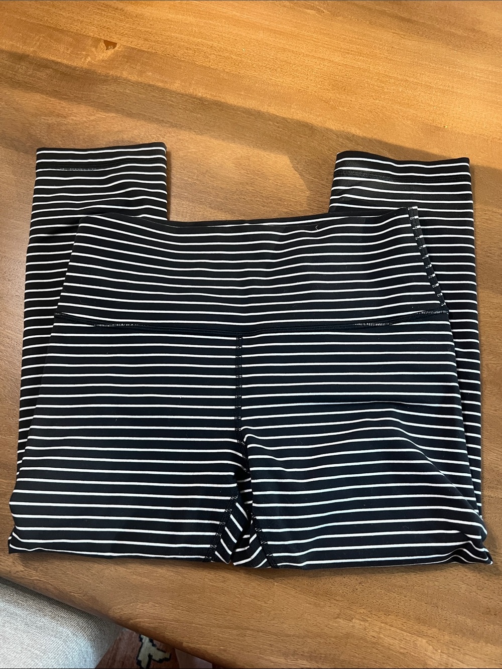 lululemon athletica Black and White Striped High-Rise Leggings